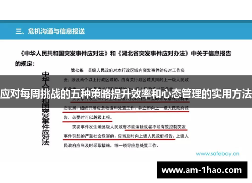 应对每周挑战的五种策略提升效率和心态管理的实用方法 应对每周挑战的五种策略提升效率和心态管理的实用方法