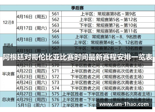 阿根廷对哥伦比亚比赛时间最新赛程安排一览表